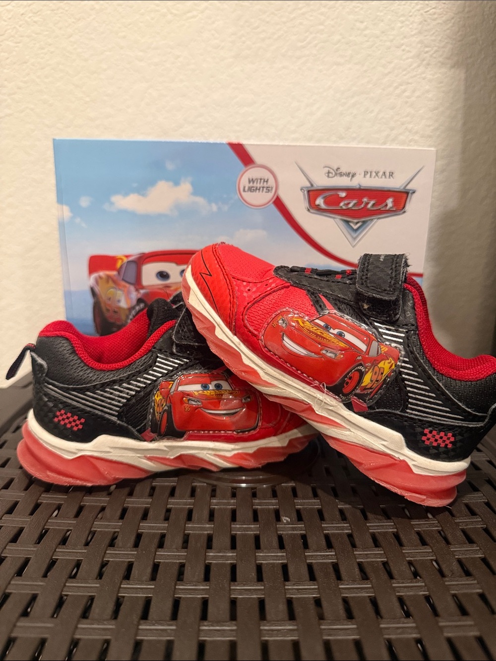 Lightning McQueen Kids Red and Black Light-Up Sneakers Y2K